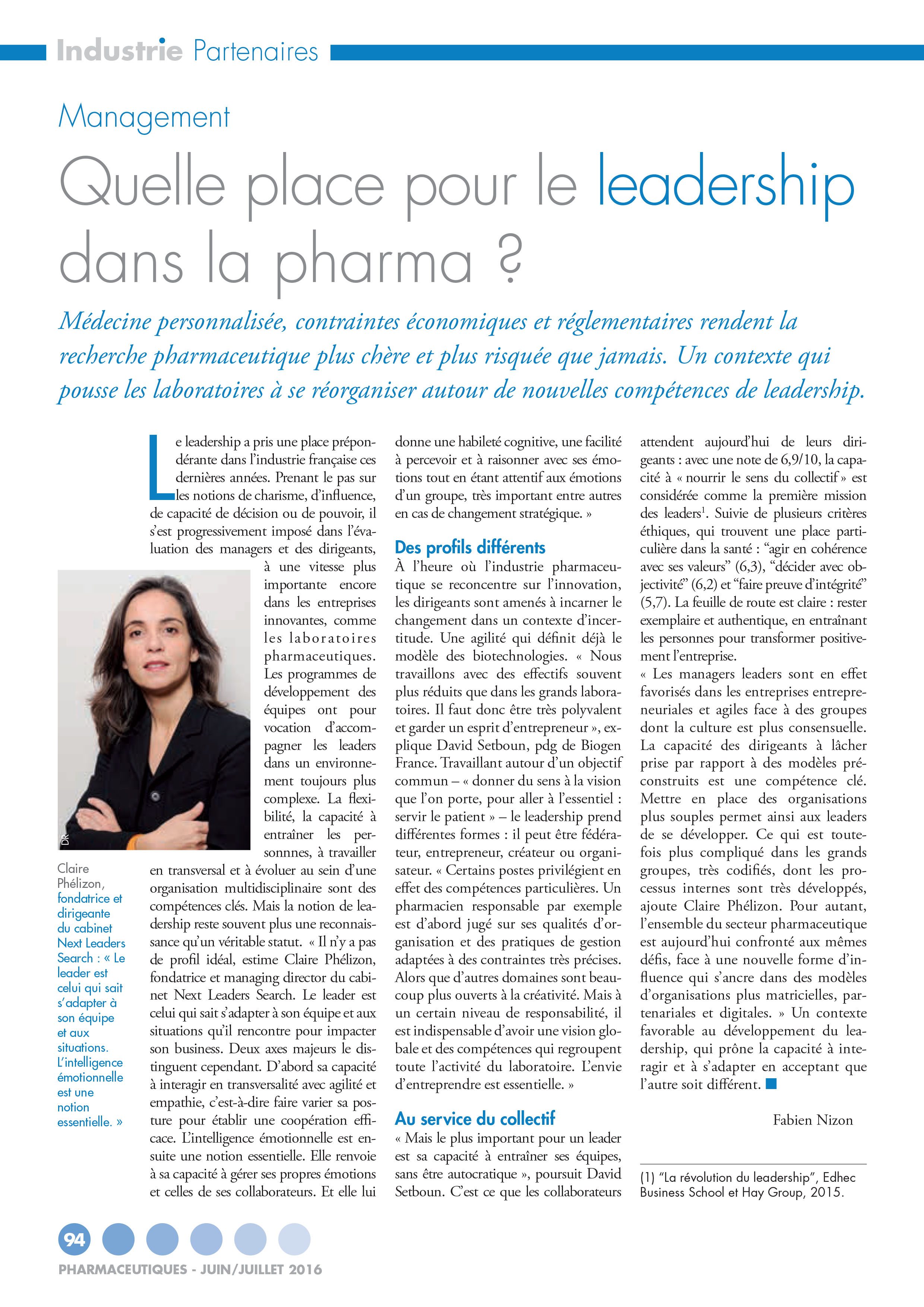 article Pharmaceutiques juillet 2016